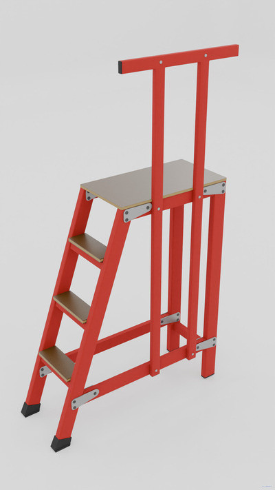 СВП-1,0-ПШ стеклопластиковая с вертикальными опорами подмость h=1000мм, поручень, 3 широкие ступени, разборная, площадка 800х600мм 