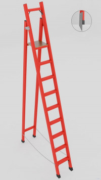 ССД-2,3ТМ с симметричной опорой диэлектрическая стеклопластиковая стремянка, Телеком, металлические оконцеватели (Мягкий грунт), h=3250мм, h рабочей площадки=2250мм, ступ.9