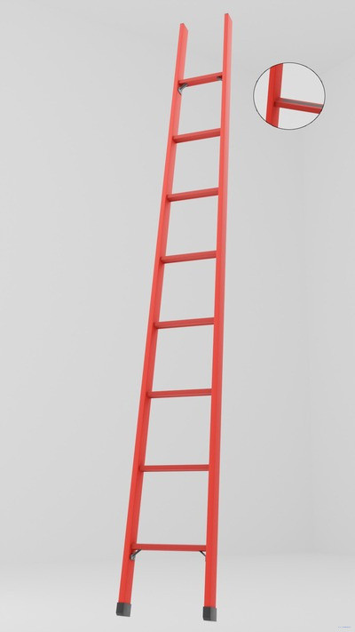 ЛСП-2,3АТ лестница стеклопластиковая приставная Телеком, абразивное покрытие ступеней h=2300мм, ступ.8 