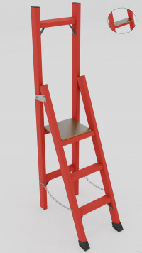 СВД-1,0Ш с вертикальной опорой диэлектрическая стеклопластиковая стремянка, широкие ступени, h=2000мм, h рабочей площадки=1000мм, ступ.3