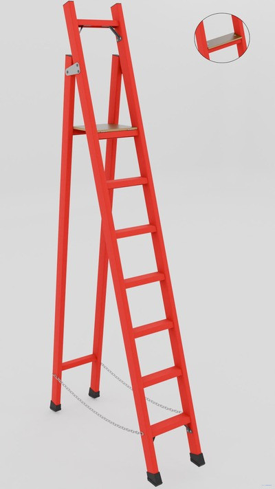 ССД-2,3Ш с симметричной опорой диэлектрическая стеклопластиковая стремянка, широкие ступени, h=2300мм, h рабочей площадки=2300мм, ступ.7 