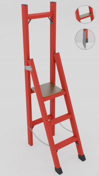 СВД-1,0ШМ с вертикальной опорой диэлектрическая стеклопластиковая стремянка, широкие ступени, металлические оконцеватели (Мягкий грунт), h=2000мм, h рабочей площадки=1000мм, ступ.3