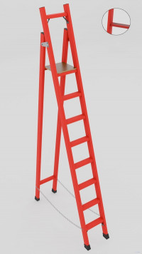 ССД-2,5А с симметричной опорой диэлектрическая стеклопластиковая стремянка, абразивное покрытие ступеней, h=2600мм, h рабочей площадки=2600мм, ступ.8