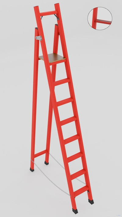 ССД-2,5А с симметричной опорой диэлектрическая стеклопластиковая стремянка, абразивное покрытие ступеней, h=2600мм, h рабочей площадки=2600мм, ступ.8 