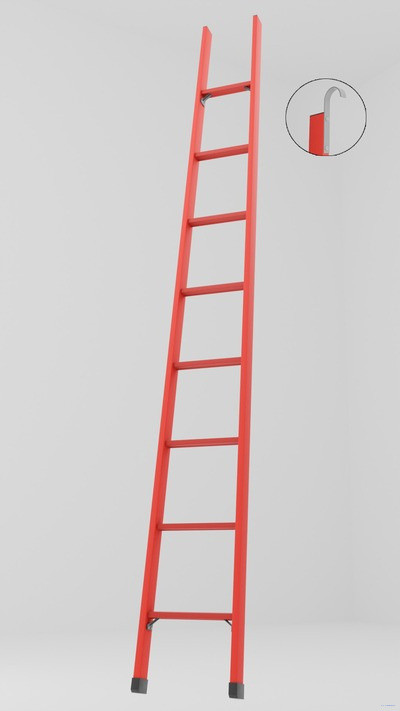 ЛСП-2,3ТК лестница стеклопластиковая приставная Телеком, крюки h=2300мм, ступ.8 