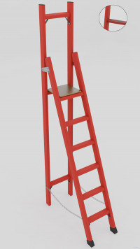 СВД-1,5АТ с вертикальной опорой диэлектрическая стеклопластиковая стремянка, Телеком, абразивное покрытие ступеней, h=2450мм, h рабочей площадки=1450мм, ступ.6