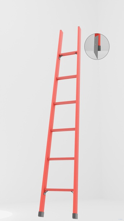 ЛСПД-1,8ТМГ односекционная диэлектрическая стеклопластиковая лестница Телеком, металлические оконцеватели h=1750мм, ступ.6 