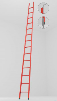 ЛСП-3,8ТКМ лестница стеклопластиковая приставная Телеком, крюки, металлические оконцеватели h=3800мм, ступ.14