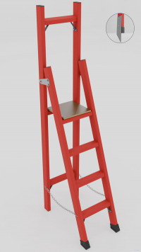 СВД-1,5М с вертикальной опорой диэлектрическая стеклопластиковая стремянка, металлические оконцеватели (Мягкий грунт), h=2450мм, h рабочей площадки=1450мм, ступ.4