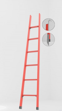 ЛСПД-1,8ТМГК односекционная диэлектрическая стеклопластиковая лестница Телеком, крюки, металлические оконцеватели h=1750мм, ступ.6