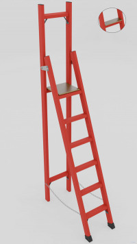 СВД-1,5ТШ с вертикальной опорой диэлектрическая стеклопластиковая стремянка, Телеком, широкие ступени, h=2450мм, h рабочей площадки=1450мм, ступ.6