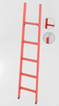 ЛСПД-2,0АК односекционная диэлектрическая стеклопластиковая лестница, абразивное покрытие ступеней, крюки h=2100мм, ступ.5
