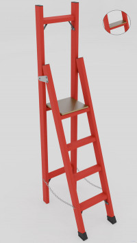 СВД-1,5Ш с вертикальной опорой диэлектрическая стеклопластиковая стремянка, широкие ступени, h=2450мм, h рабочей площадки=1450мм, ступ.4