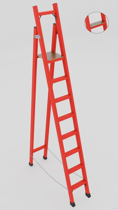 ССД-2,5Ш с симметричной опорой диэлектрическая стеклопластиковая стремянка, широкие ступени, h=2600мм, h рабочей площадки=2600мм, ступ.8 