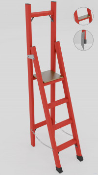 СВД-1,5ШМ с вертикальной опорой диэлектрическая стеклопластиковая стремянка, широкие ступени, металлические оконцеватели (Мягкий грунт), h=2450мм, h рабочей площадки=1450мм, ступ.4