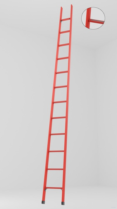 ЛСПД-4,5А односекционная диэлектрическая стеклопластиковая лестница, абразивное покрытие ступеней h=4550мм, ступ.12 