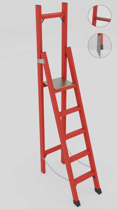 СВД-1,8АМ с вертикальной опорой диэлектрическая стеклопластиковая стремянка, абразивное покрытие ступеней, металлические оконцеватели (Мягкий грунт), h=2700мм, h рабочей площадки=1800мм, ступ.5 