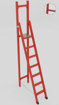 СВД-1,8АТ с вертикальной опорой диэлектрическая стеклопластиковая стремянка, Телеком, абразивное покрытие ступеней, h=2700мм, h рабочей площадки=1800мм, ступ.7