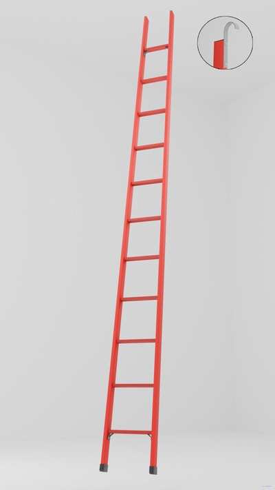 ЛСП-4,0К лестница стеклопластиковая приставная, крюки h=4000мм, ступ.11 