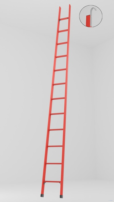ЛСПД-4,5К односекционная диэлектрическая стеклопластиковая лестница, крюки h=4550мм, ступ.12 