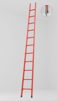ЛСП-4,0М лестница стеклопластиковая приставная, металлические оконцеватели (Мягкий грунт) h=4000мм, ступ.11
