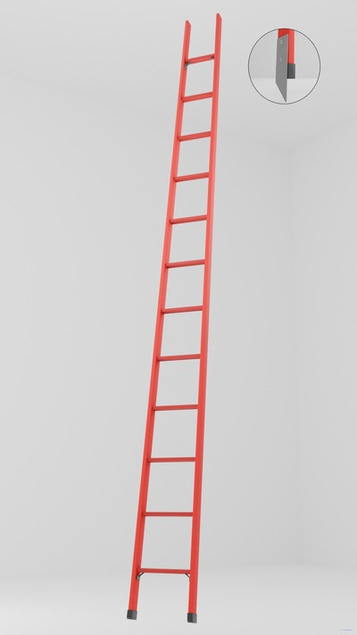 ЛСПД-4,5МГ односекционная диэлектрическая стеклопластиковая лестница, металлические оконцеватели (Мягкий грунт) h=4550мм, ступ.12 