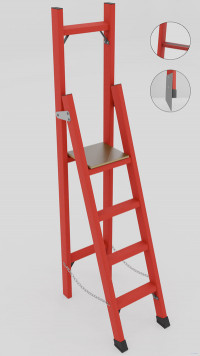 ССВ-1,8АТМ стремянка стеклопластиковая с вертикальной опорой, Телеком, абразивное покрытие ступеней, металлические оконцеватели (Мягкий грунт), h=1890мм, h рабочей площадки=900мм, ступ.4