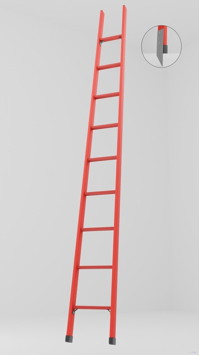 ЛСП-2,4ТМ лестница стеклопластиковая приставная Телеком, металлические оконцеватели h=2400мм, ступ.9 