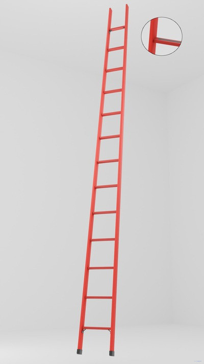 ЛСПД-4,8А односекционная диэлектрическая стеклопластиковая лестница, абразивное покрытие ступеней h=4900мм, ступ.13 